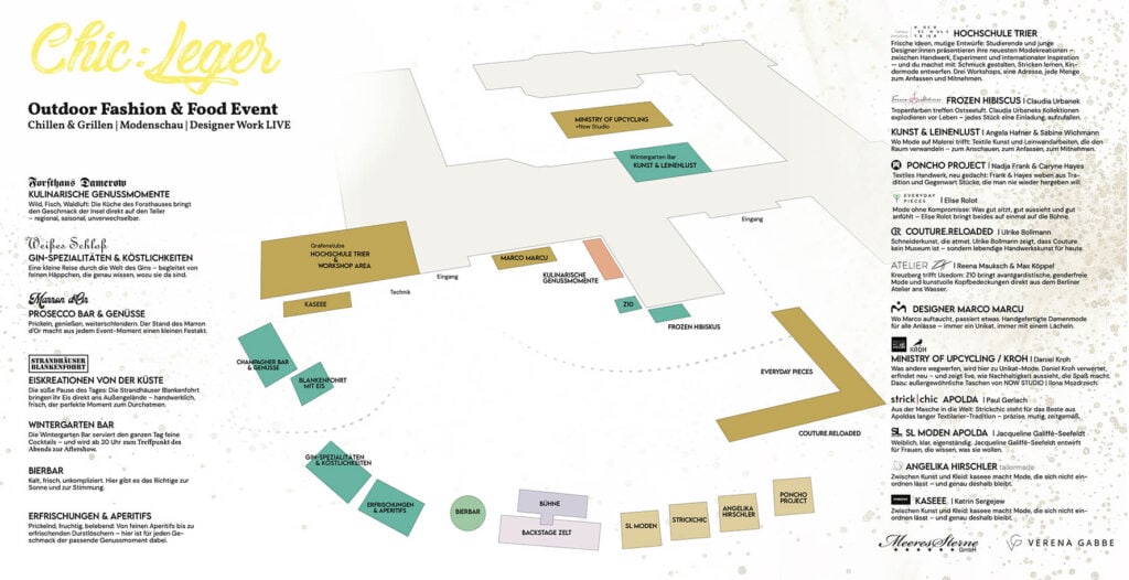 Lageplan für das Chic:Leger Outdoor Fashion & Food Event 2026